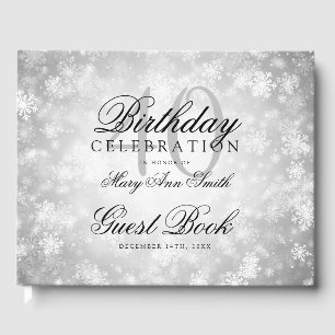 Guest Book 40th Birthday Silver Winter Wonderland