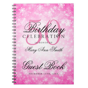 Guest book 50th Birthday Pink Winter Wonderland