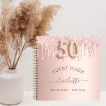 Guest book 50th birthday rose gold glitter drips<br><div class="desc">A guestbook for a feminine and glamorous 50th birthday party.  A stylish rose gold faux metallic looking background with faux glitter drips,  paint driping look. Add your name,  text.</div>