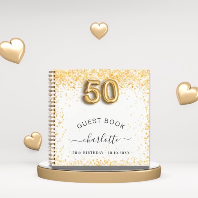 Guest book 50th birthday white gold (Creator Uploaded)