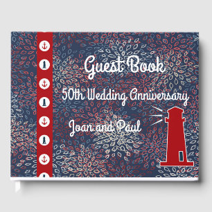 Guest Book, 50th Wedding Anniversary Nautical Guest Book