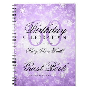 Guest book 60th Birthday Purple Winter Wonderland