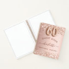 Guest book 60th birthday rose gold blush