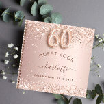 Guest book 60th birthday rose gold blush<br><div class="desc">A guestbook for a feminine and glamourous 60th birthday party.  A stylish rose gold background with confetti. Add your name,  text.</div>