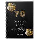 Guest book 70th birthday black gold leopard animal
