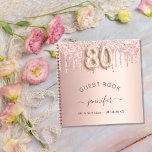 Guest book 80th birthday rose gold drips<br><div class="desc">A guestbook for a feminine and glamorous 80th birthday party.  A stylish rose gold background with drips,  paint dripping look. Add your name,  text.</div>