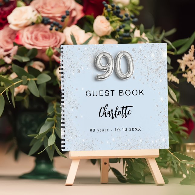 Guest book 90th birthday light blue silver (Creator Uploaded)