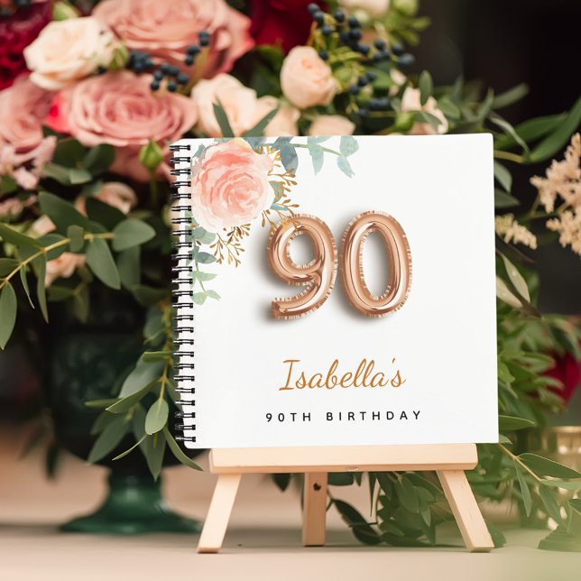 Guest book 90th birthday rose gold eucalyptus (Creator Uploaded)