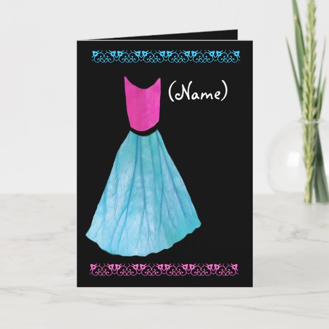 Guest Book Attendant Invitation PINK & BLUE Gown (Front)