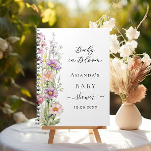 Guest book Baby in bloom pink purple Baby Shower