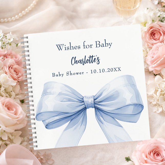 Guest book Baby Shower blue bow boy wishes (Creator Uploaded)