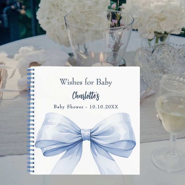 Guest book Baby Shower blue bow boy wishes (Creator Uploaded)