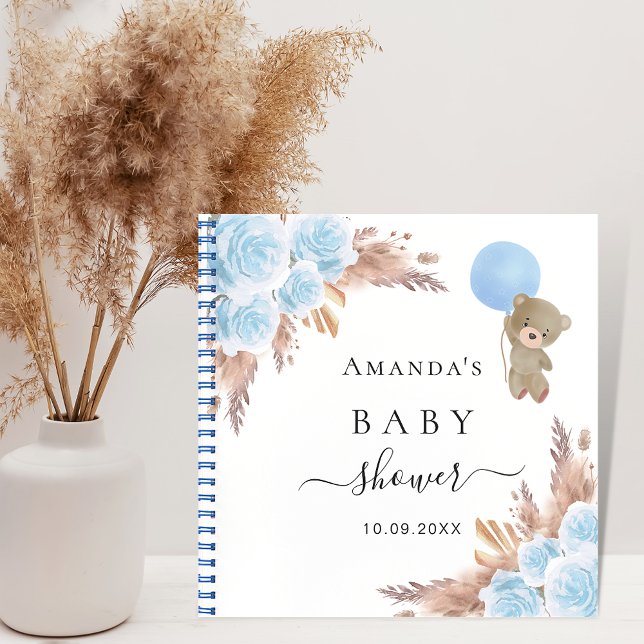 Guest book Baby Shower boy teddy pampas grass (Creator Uploaded)