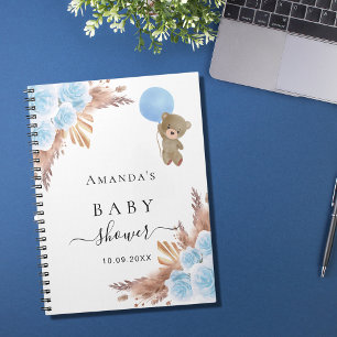 Guest book Baby Shower boy teddy pampas grass