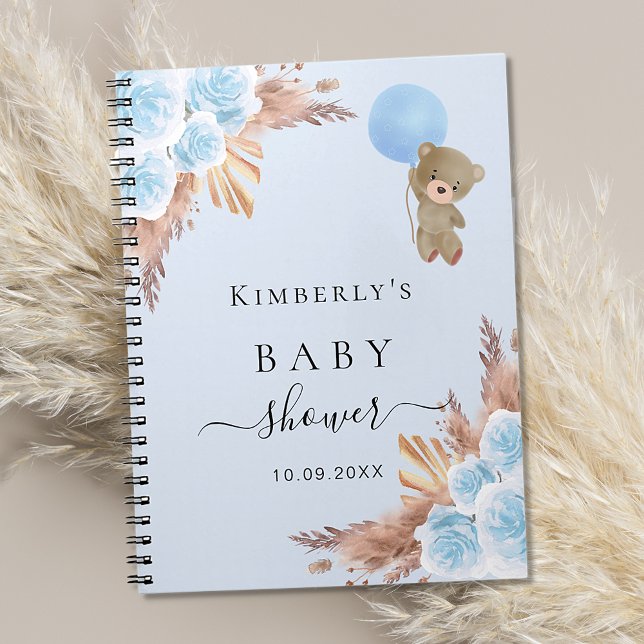 Guest book Baby Shower boy teddy pampas grass (Creator Uploaded)