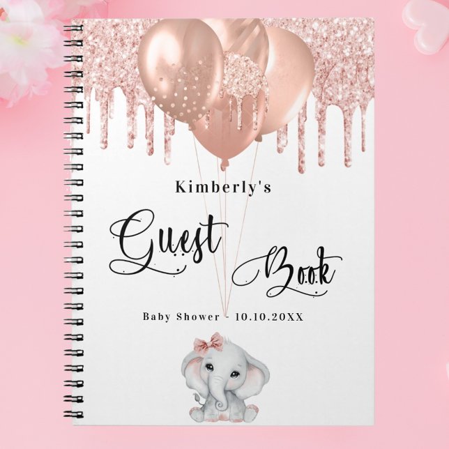 Guest book baby shower elephant rose gold balloons (Creator Uploaded)
