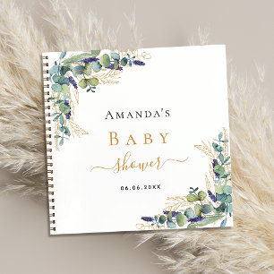 Guest book baby shower eucalyptus greenery