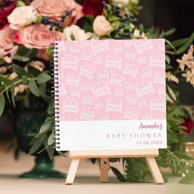 Guest Book Baby Shower Girl pink white cribs (Creator Uploaded)
