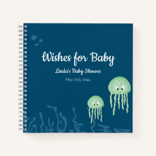 Guest Book Baby Shower Jellyfish Boy Blue
