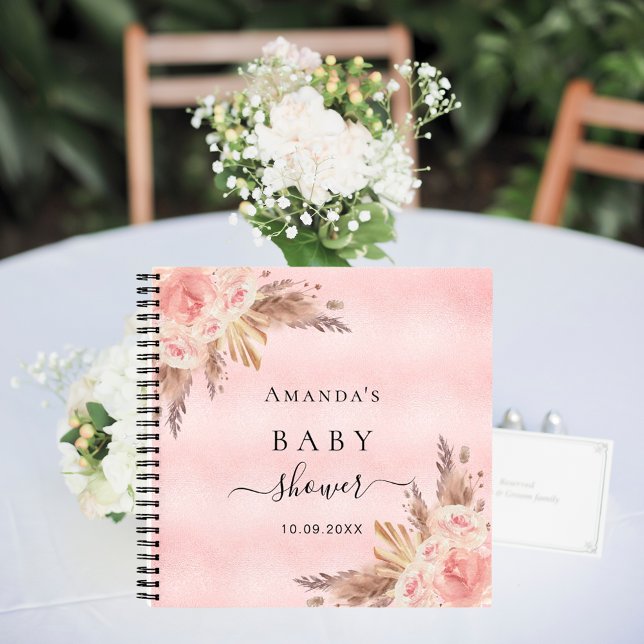 Guest book Baby Shower pampas grass blush rose (Creator Uploaded)