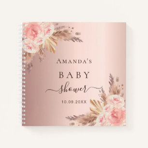 Guest book Baby Shower pampas grass rose gold