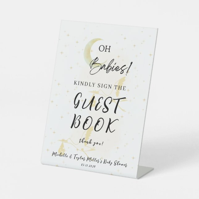 Guest Book Baby Shower Pedestal Sign (Front)