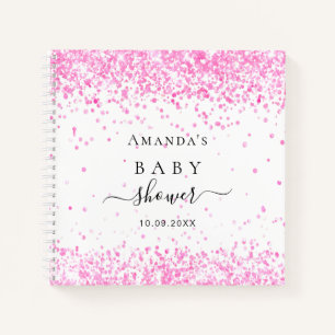 Guest book baby shower pink glitter dust girl