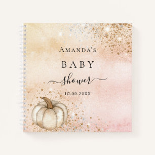 Guest book baby shower pumpkin rose gold fall