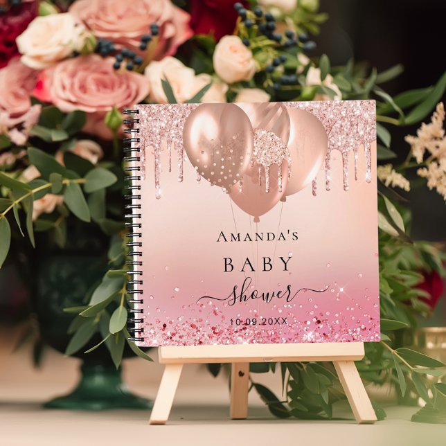 Guest book baby shower rose gold blush balloons (Creator Uploaded)