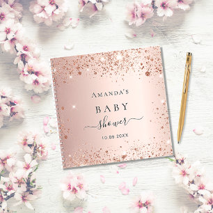 Guest book baby shower rose gold glitter dust