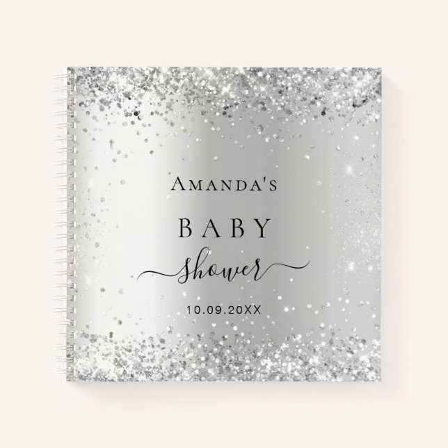 Guest book baby shower silver name (Front)