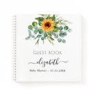 Guest book baby shower sunflowers eucalyptus 