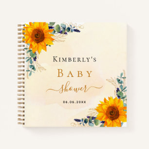 Guest book baby shower sunflowers eucalyptus