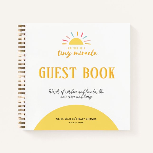 Guest Book, Baby Shower Tiny Miracle Sunshine Notebook (Front)