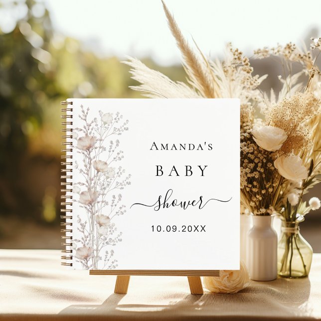 Guest book Baby Shower wildflowers beige cream (Creator Uploaded)
