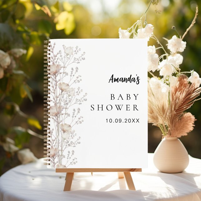 Guest book baby shower wildflowers beige cream (Creator Uploaded)