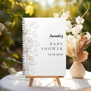 Guest book baby shower wildflowers beige cream