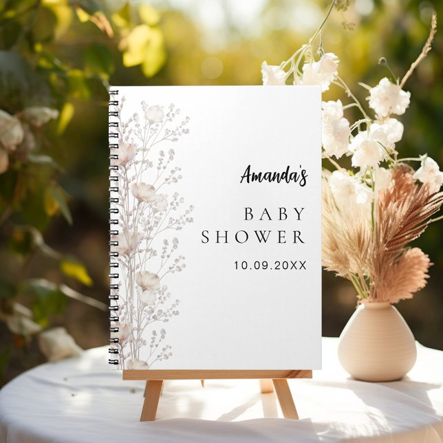 Guest book baby shower wildflowers beige cream (Creator Uploaded)