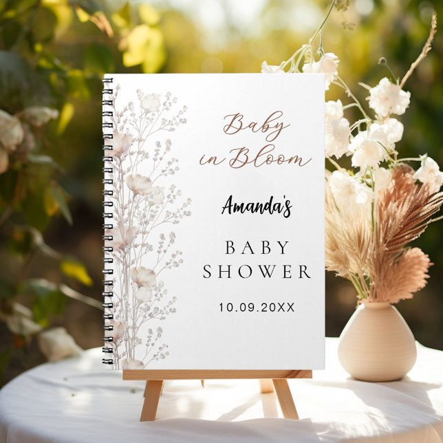 Guest book baby shower wildflowers beige cream (Creator Uploaded)