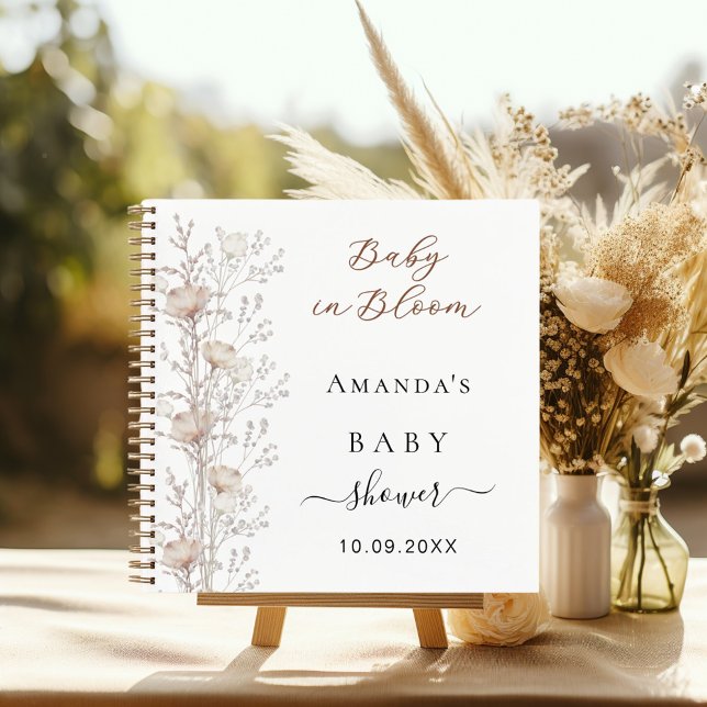 Guest book Baby Shower wildflowers bloom beige (Creator Uploaded)