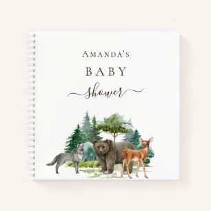 Guest book baby shower woodland animals bear