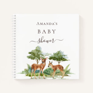 Guest book baby shower woodland animals deer