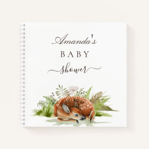 Guest book baby shower woodland animals deer