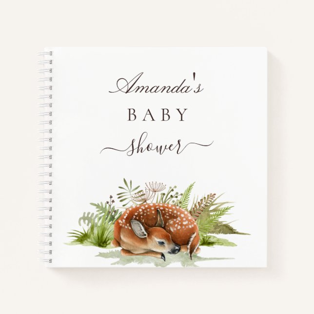 Guest book baby shower woodland animals deer (Front)