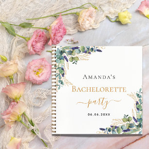 Guest book bachelorette party eucalyptus greenery