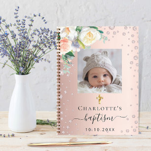 Guest book baptism blush rose gold photo