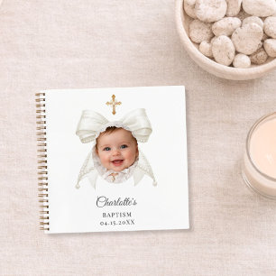 Guest Book Baptism Bow Girl Photo