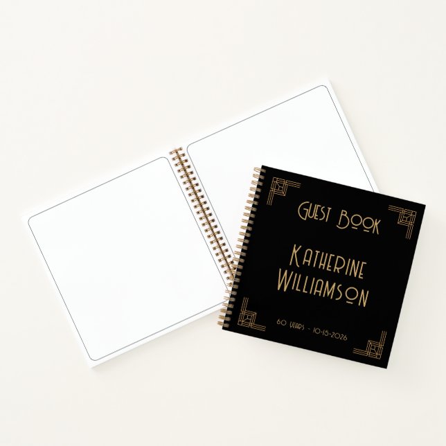 Guest Book Birthday Black Gold Art Deco (Inside)