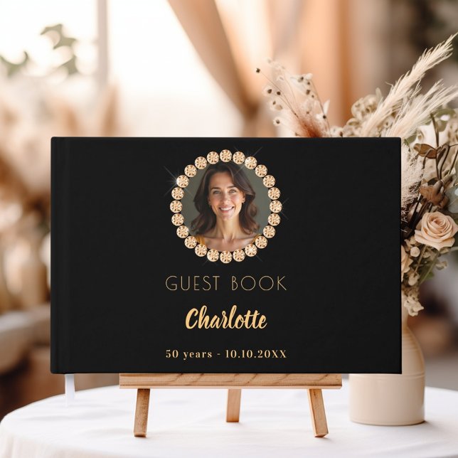 Guest book birthday black gold photo diamonds (Creator Uploaded)