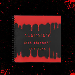 Guest book birthday black red blood drip halloween